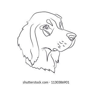 dog portrait, lines, vector, white background