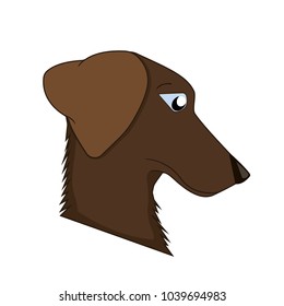 dog portrait profile, look down, vector