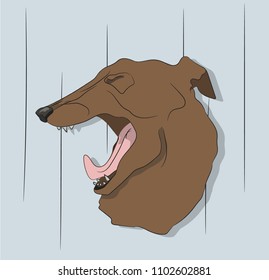 dog portrait profile, look down, vector