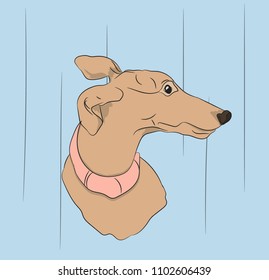dog portrait profile, look down, vector