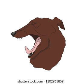 dog portrait profile, look down, vector