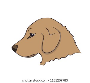 dog portrait profile, look down, vector