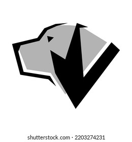 Dog portrait side view symbol on white backdrop. Design element