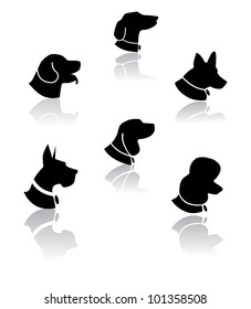 Dog Portrait Silhouette Icon Symbol Set EPS 8 vector, grouped for easy editing. No open shapes or paths.