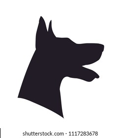 dog portrait silhouette, vector, white background