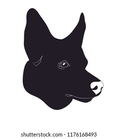 dog portrait silhouette, vector, white background, silhouette,