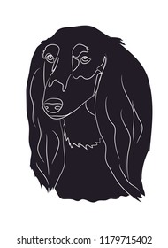 dog portrait silhouette, vector, white background, silhouette,