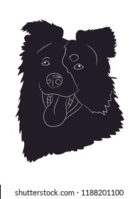 dog portrait silhouette, vector, white background, silhouette,