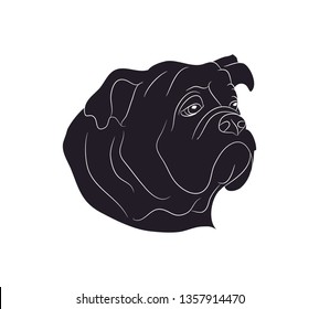 dog portrait silhouette, vector, white background, silhouette,