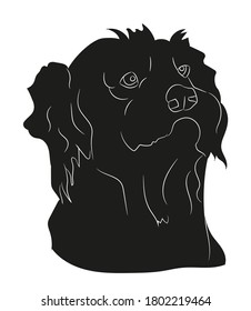 dog portrait silhouette, vector, white background, silhouette,