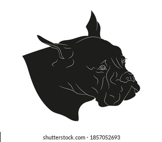 dog portrait silhouette, vector, white background, silhouette,