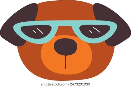 Dog Portrait With Sunglasses Vector Illustration