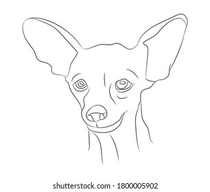 ilustración vectorial de retrato de perro, dibujo de línea, vector, fondo blanco