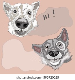   dog portrait , vector illustration on a beige background
