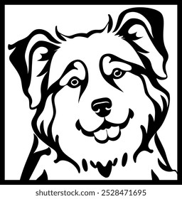 Dog portrait white with black lines