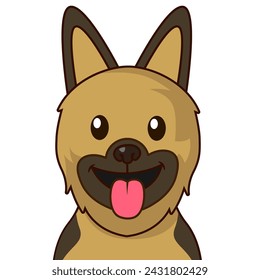 Dog pose expression sticking out tongue, digital art illustration