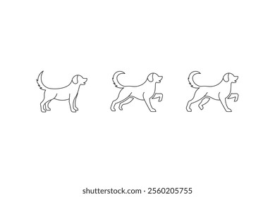 dog pose icon vector, dog walking outline style