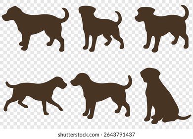  Dog Pose Silhouette Vector Set. Dogs Silhouettes, Collection.