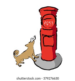Dog and post