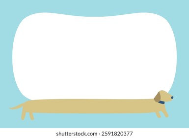 dog, postcard, frame, text space, light blue