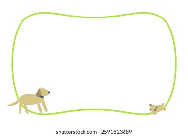 dog, postcard, frame, text space, light green