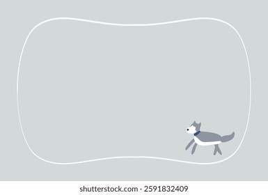 dog, postcard, frame, text space, gray