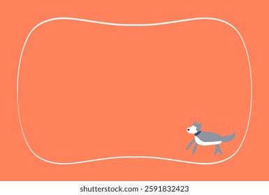 dog, postcard, frame, text space, red, orange