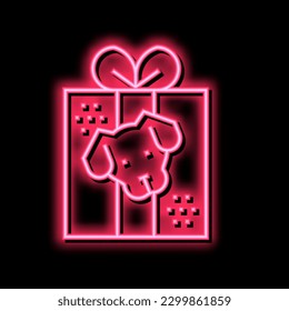 dog present donation neon light sign vector. dog present donation illustration