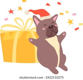 Dog With Present Vector Illustration