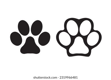 Impresión de perros o gato imprimir icono de vector plano para aplicaciones animales, sitios web u otro diseño creativo