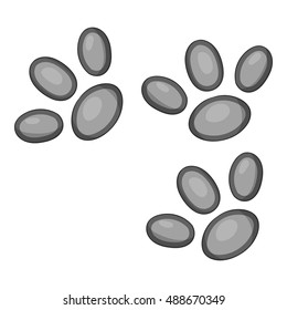 Dog prints icon in black monochrome style isolated on white background. Animal symbol vector illustration
