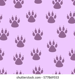 Dog prints, wolf. Seamless pattern. Vector illustration.