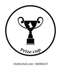 Dog prize cup icon. Thin circle design. Vector illustration.