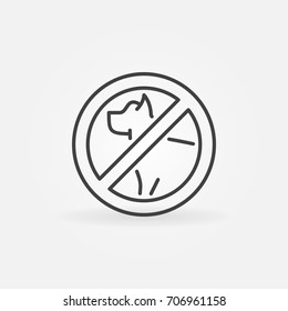 Dog Prohibition Icon - Vector No Dogs Allowed Concept Minimal Symbol Or Design Element In Thin Line Style