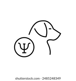 Dog psychotherapist. Pet mental health and wellness services. Pixel perfect, editable stroke icon
