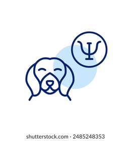 Dog and psychotherapy symbol. Emotional support animal. Pet roles in mental healthcare. Pixel perfect, editable stroke icon