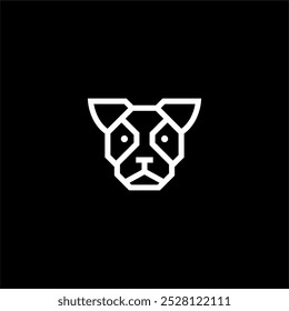 Dog pug head logo design vector design. modern line art, bold outline black and white