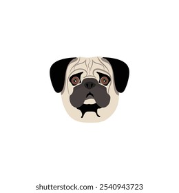 Hund Pug Head Vektorgrafik auf weißem Hintergrund.