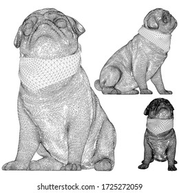 Dog Pug Puppy Vector 02. Illustration Isolated On White Background. A Vector Illustration Of Dog Background.