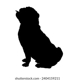 Dog Pug sitting silhouette Breeds Bundle Dogs on the move. Dogs in different poses. High quality 
The dog jumps,  runs. sitting. The dog is lying down playing