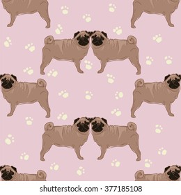 dog pug vector illustration textile design, pug dog vector print illustration seamless
