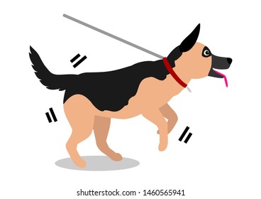 dog pulling on leash cartoon