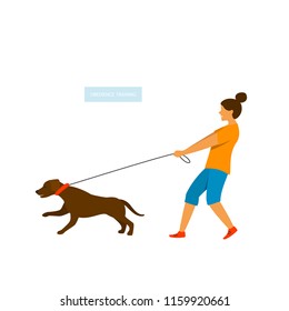 dog pulling on the leash isolated vector graphic