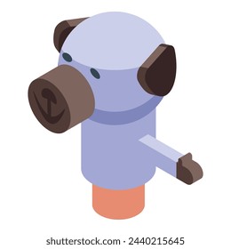 Icono de muñeca títere de perro vector isométrico. Mostrar escenario. Teatro de animales