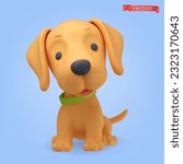 Dog puppy 3d cartoon vector icon