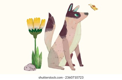  Dog, puppy, animal illustration, watercolor vector artwork.