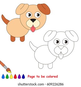 Dog Puppy to be colored, the coloring book for preschool kids with easy educational gaming level.