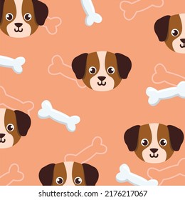 Dog Puppy Bone Pattern. Happy SimpleDoggy. Vector texture Funny Dog