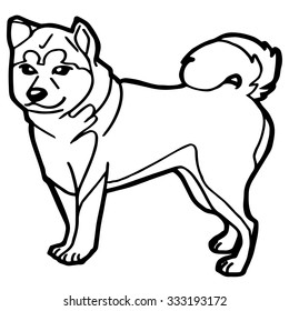 dog and puppy coloring page vector