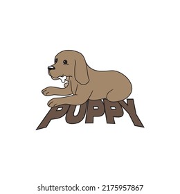 Dog puppy cute logo Vector design